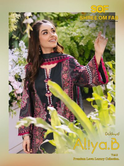 SHREE OM FAB ALIYA B VOL 3 LAWN KARACHI SUITS