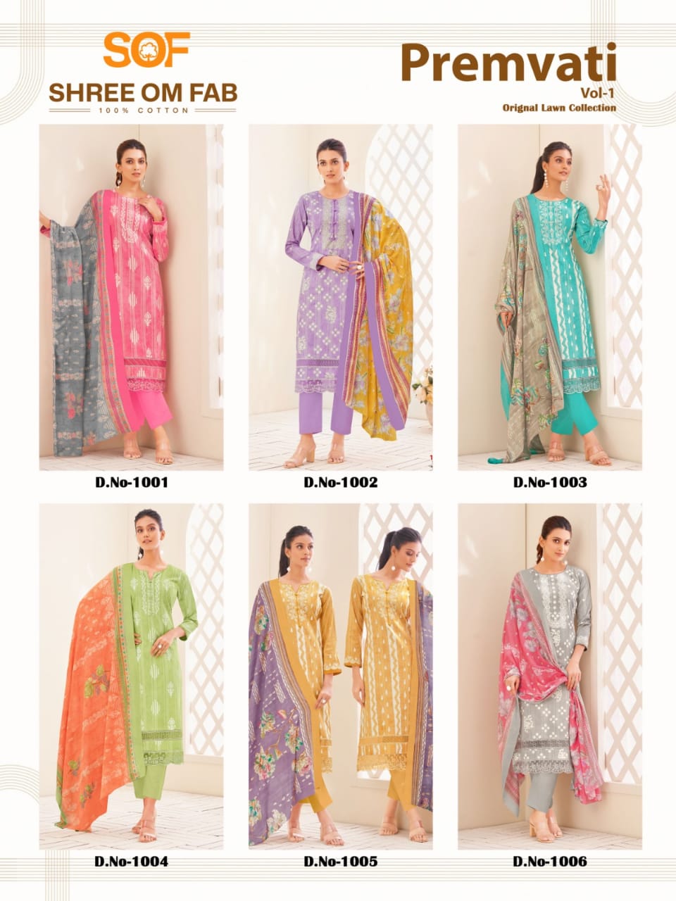 SHREE OM FAB PREMVATI VOL 1 PURE LAWN SUITS