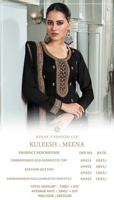 VINAY FASHION KULEESH MEENA SILK GEORGETTE SUITS