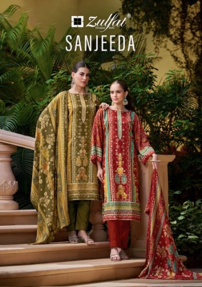 ZULFAT DEISGNER STUDIO SANJEEDA PURE JAM COTTON SUITS