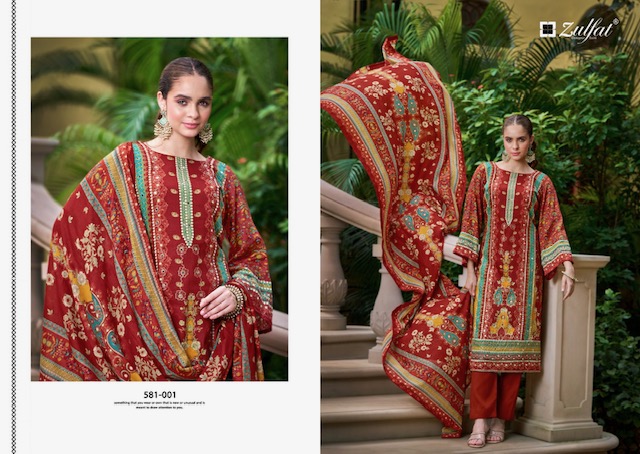 ZULFAT DEISGNER STUDIO SANJEEDA PURE JAM COTTON SUITS