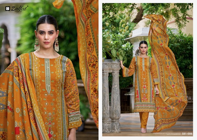 ZULFAT DEISGNER STUDIO SANJEEDA PURE JAM COTTON SUITS