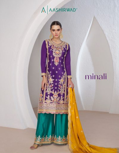 AASHIRWAD CREATION MINALI CHINNON SILK SUITS