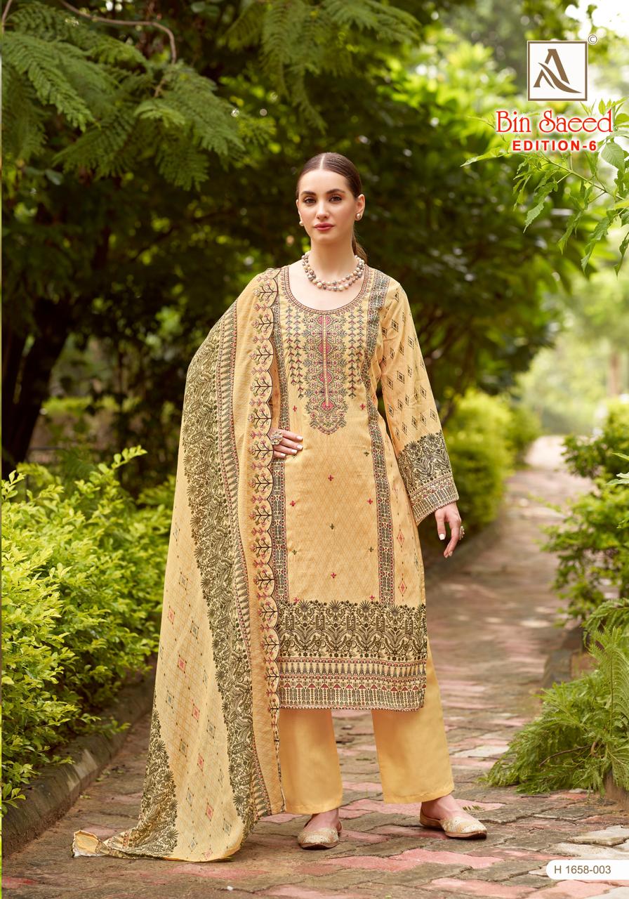 ALOK SUIT BIN SAEED EDITION 6 PURE COTTON SUITS WHOLESALE