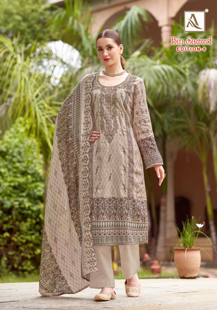 ALOK SUIT BIN SAEED EDITION 6 PURE COTTON SUITS WHOLESALE