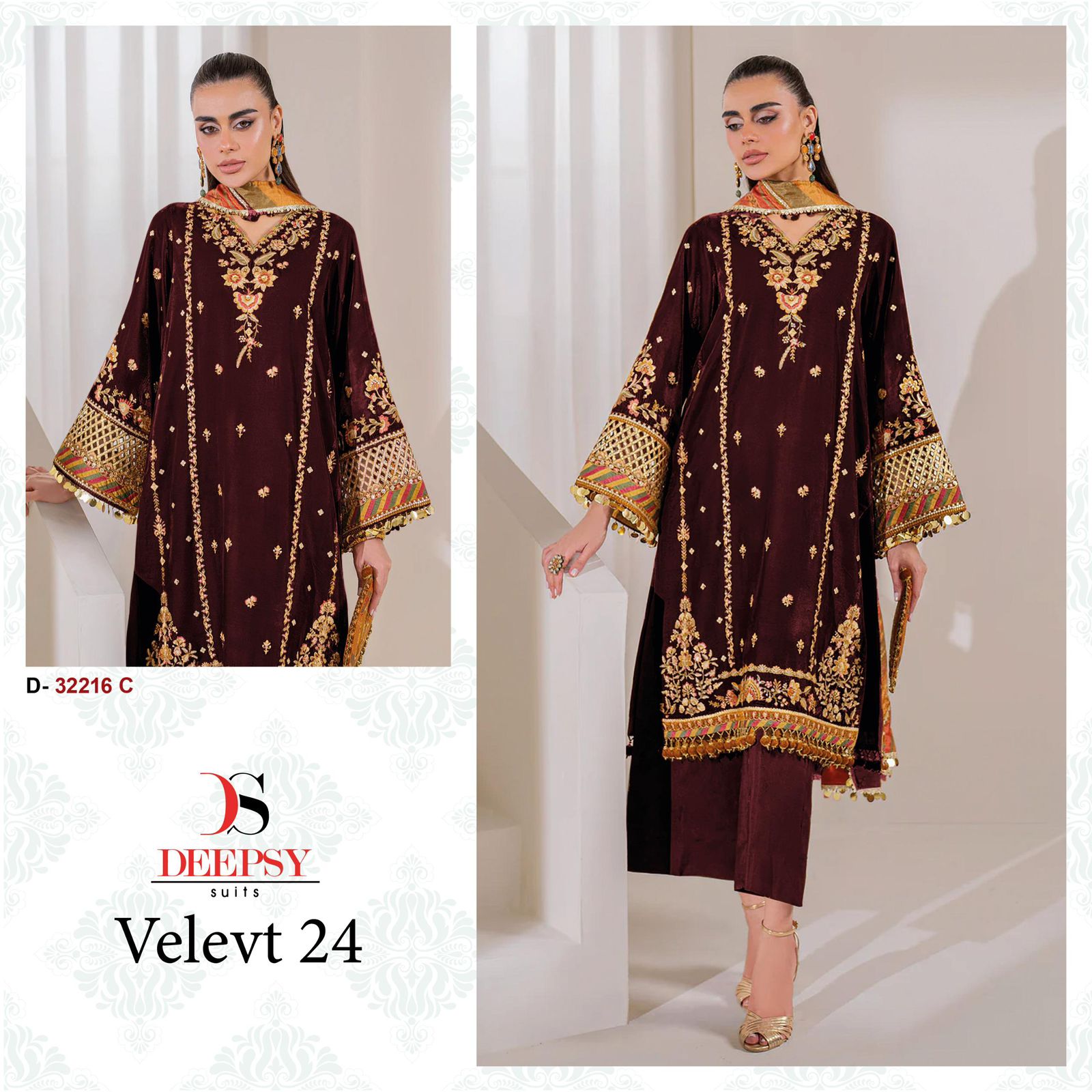 DEEPSY SUITS 32216 SERIES VELVET 24 SALWAR SUITS WHOLESALE