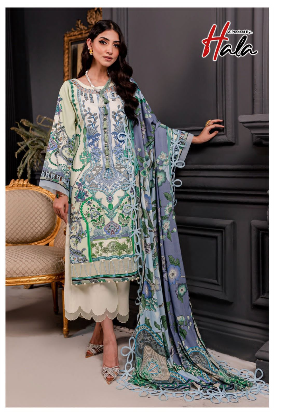 HALA AZURE COTTON SALWAR SUITS WHOLESALE