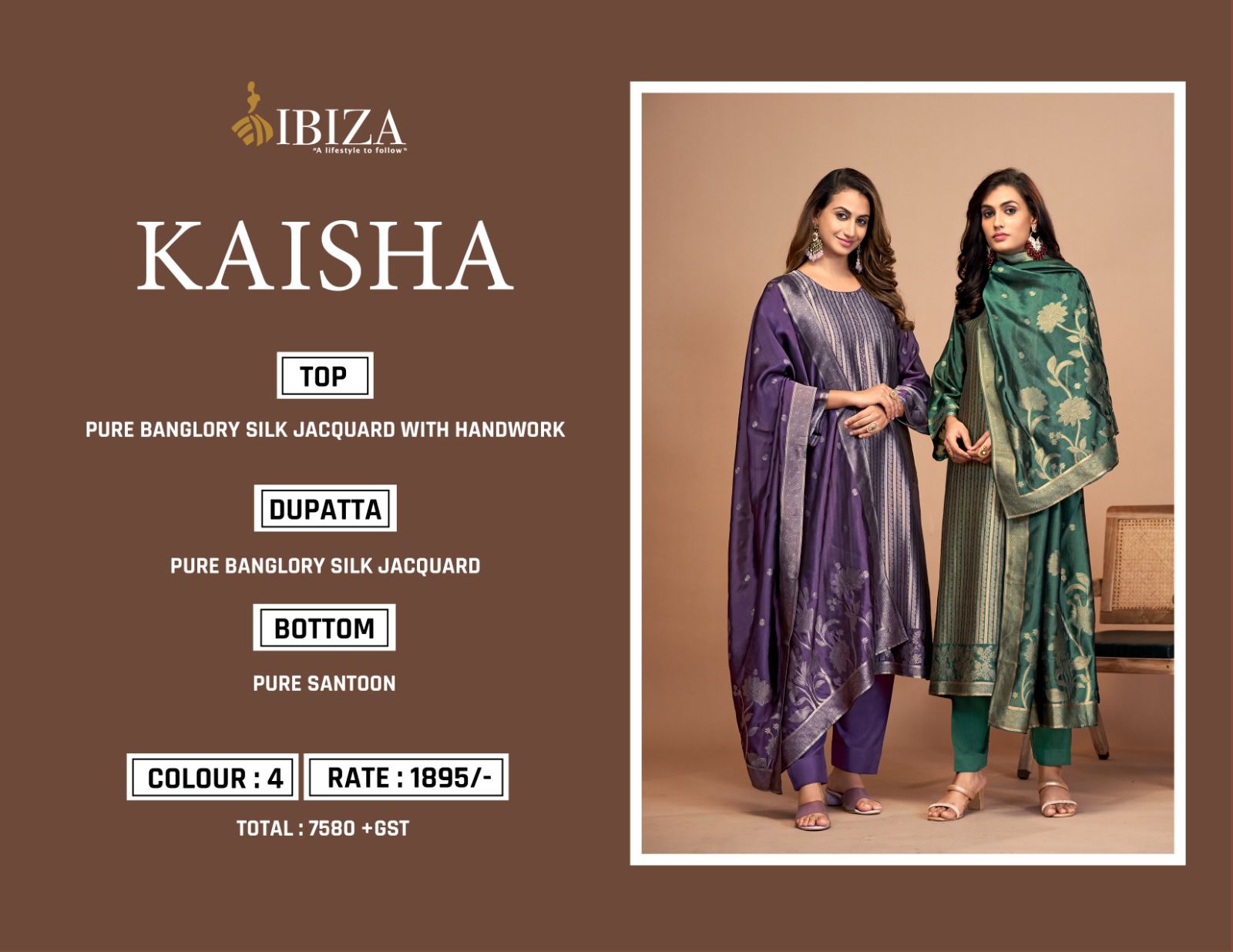 IBIZA KAISHA PURE BANGLORY SILK SUITS WHOLESALER IN SURAT