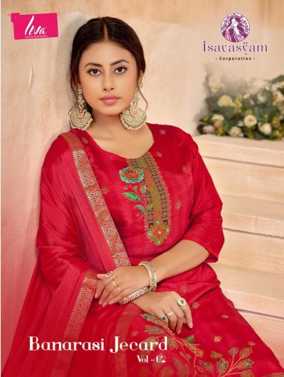 ISAVASYAM BANARASI JECARD VOL 2 READYMADE SUITS