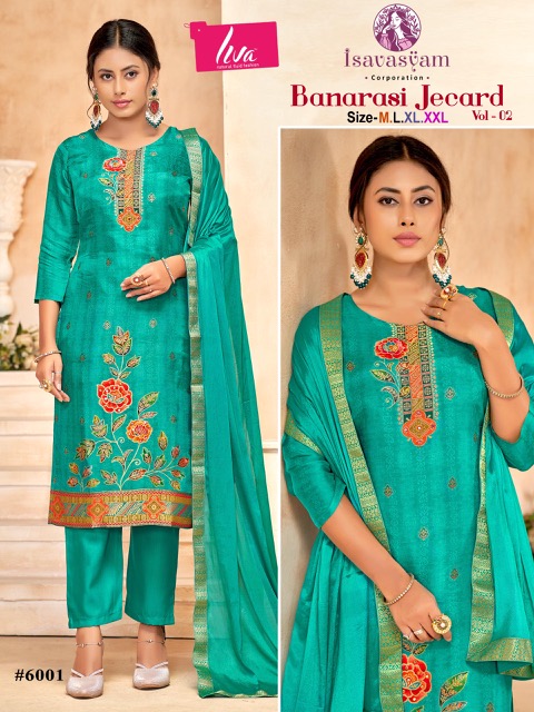 ISAVASYAM BANARASI JECARD VOL 2 READYMADE SUITS