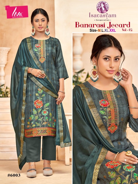 ISAVASYAM BANARASI JECARD VOL 2 READYMADE SUITS