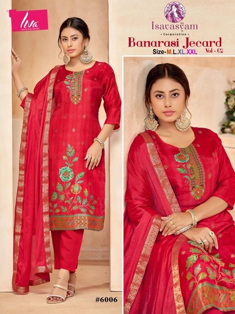 ISAVASYAM BANARASI JECARD VOL 2 READYMADE SUITS