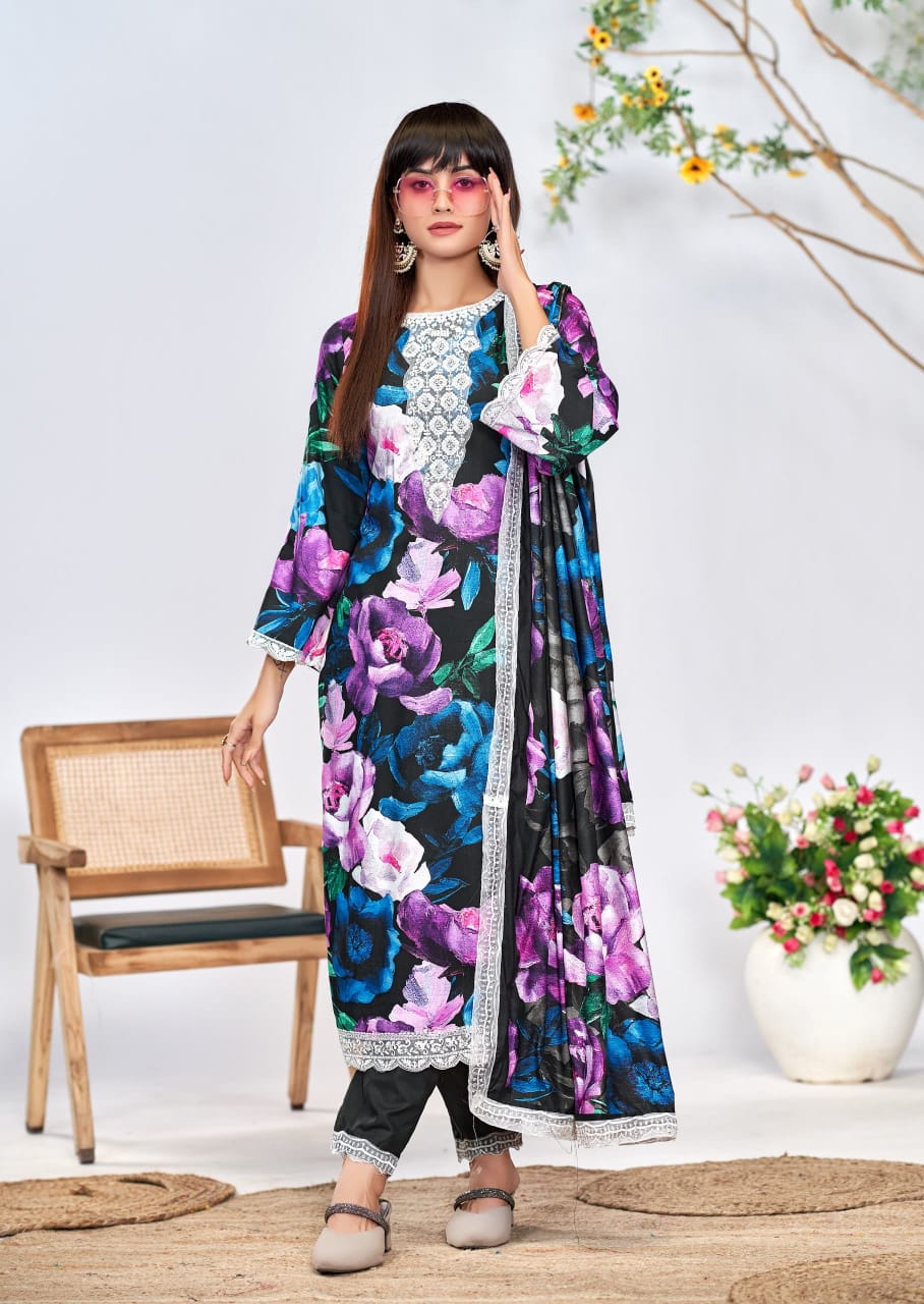 THE HERMITAGE KASHMIRI GARDEN VISCOSE SALWAR KAMEEZ