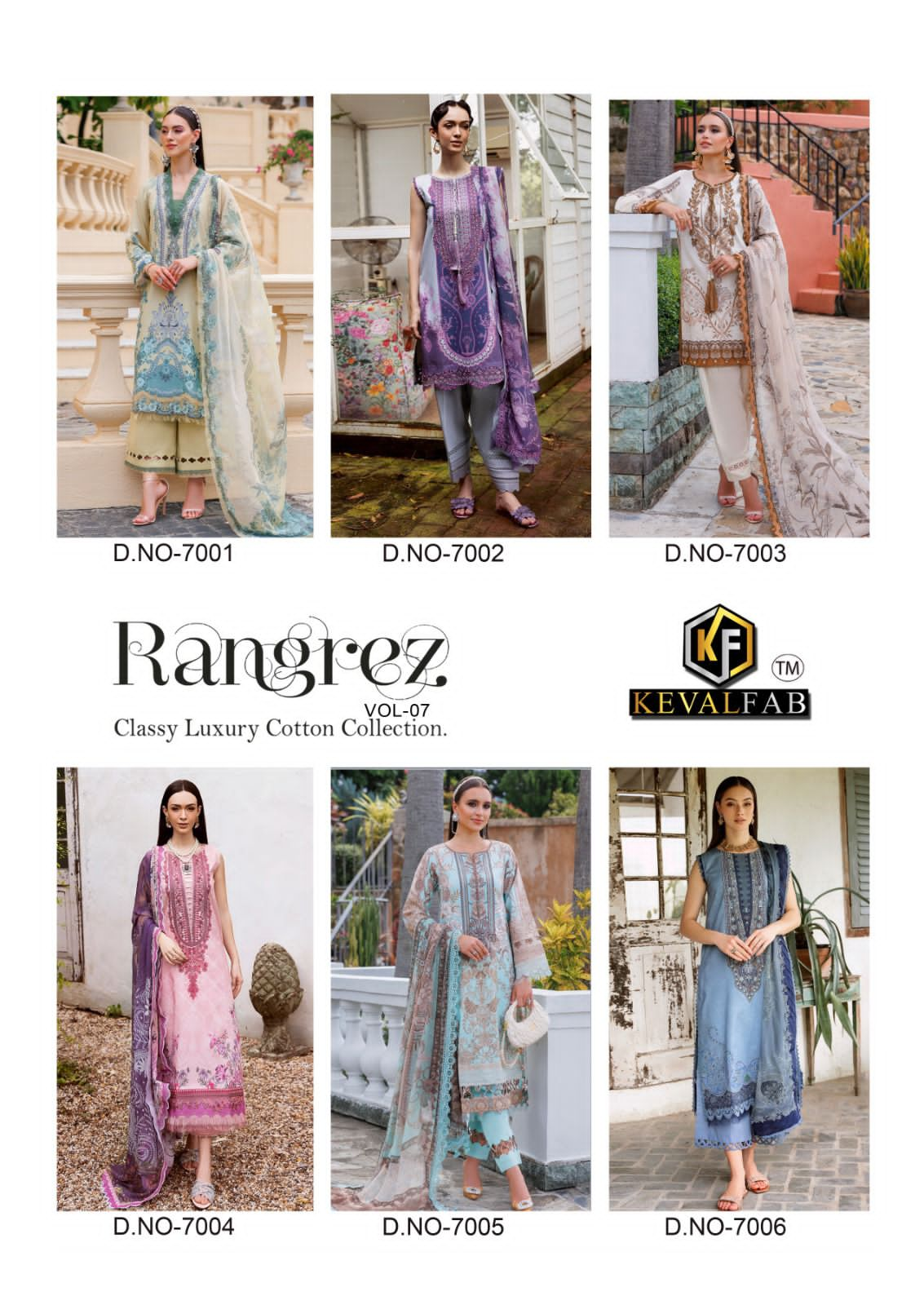 KEVAL FAB RANGREZ VOL 7 COTTON KARACHI SUITS