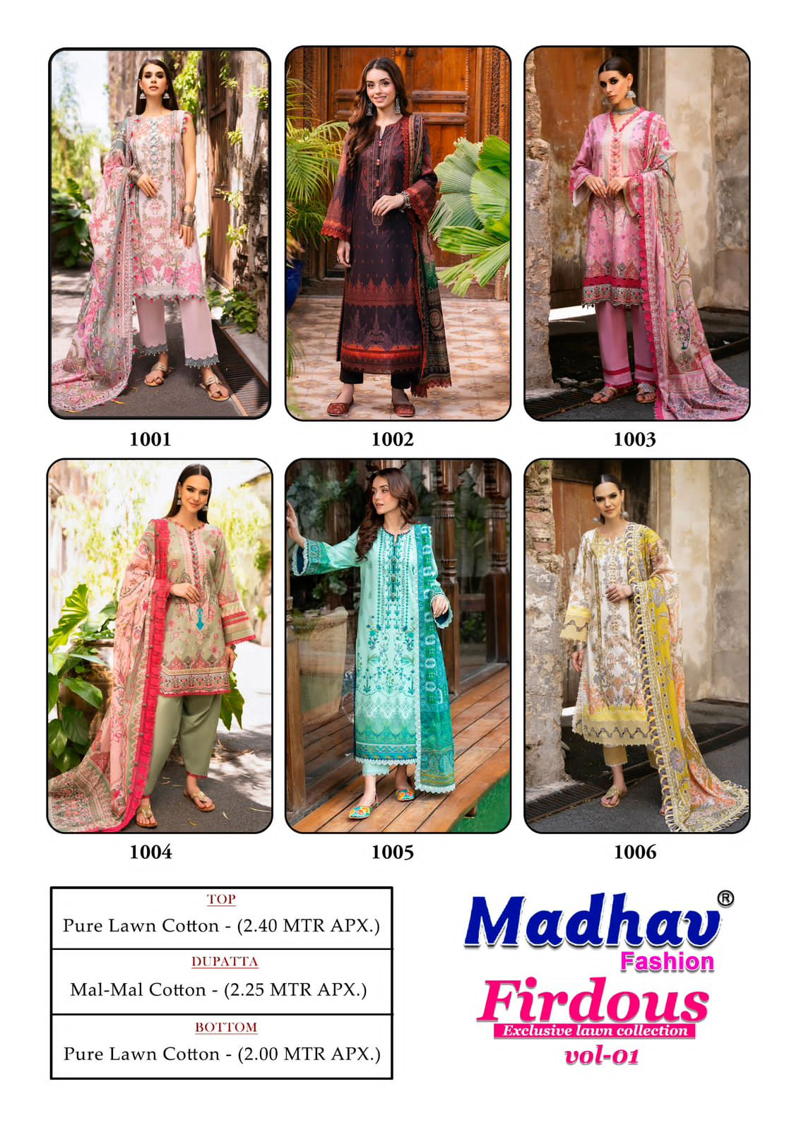 MADHAV FASHION FIRDOUS VOL 1 PURE LAWN SUITS