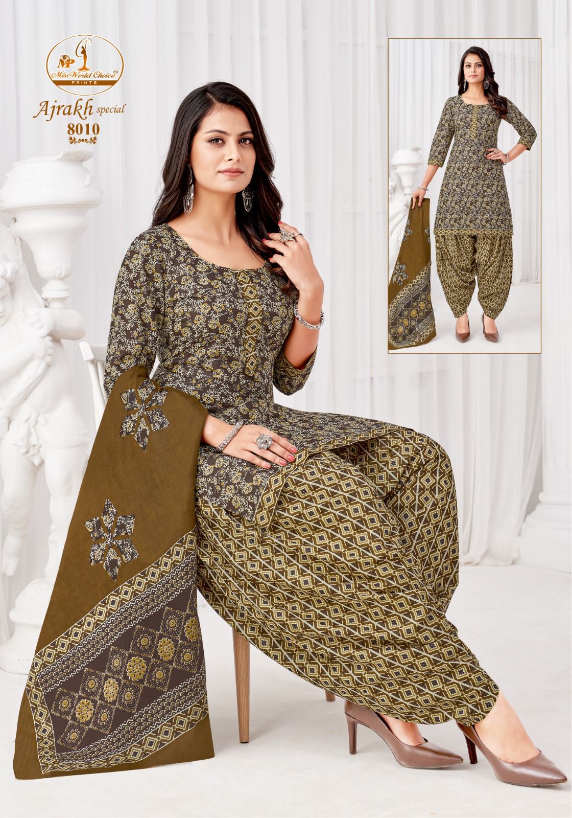 MISS WORLD AJRAKH VOL 8 COTTON PATIYALA SUITS