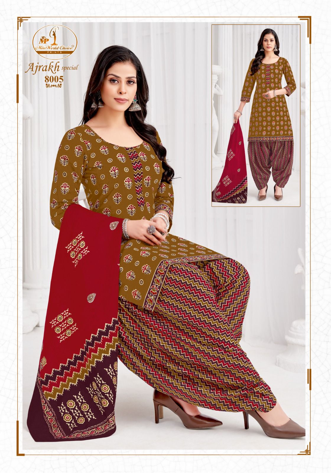 MISS WORLD AJRAKH VOL 8 COTTON PATIYALA SUITS