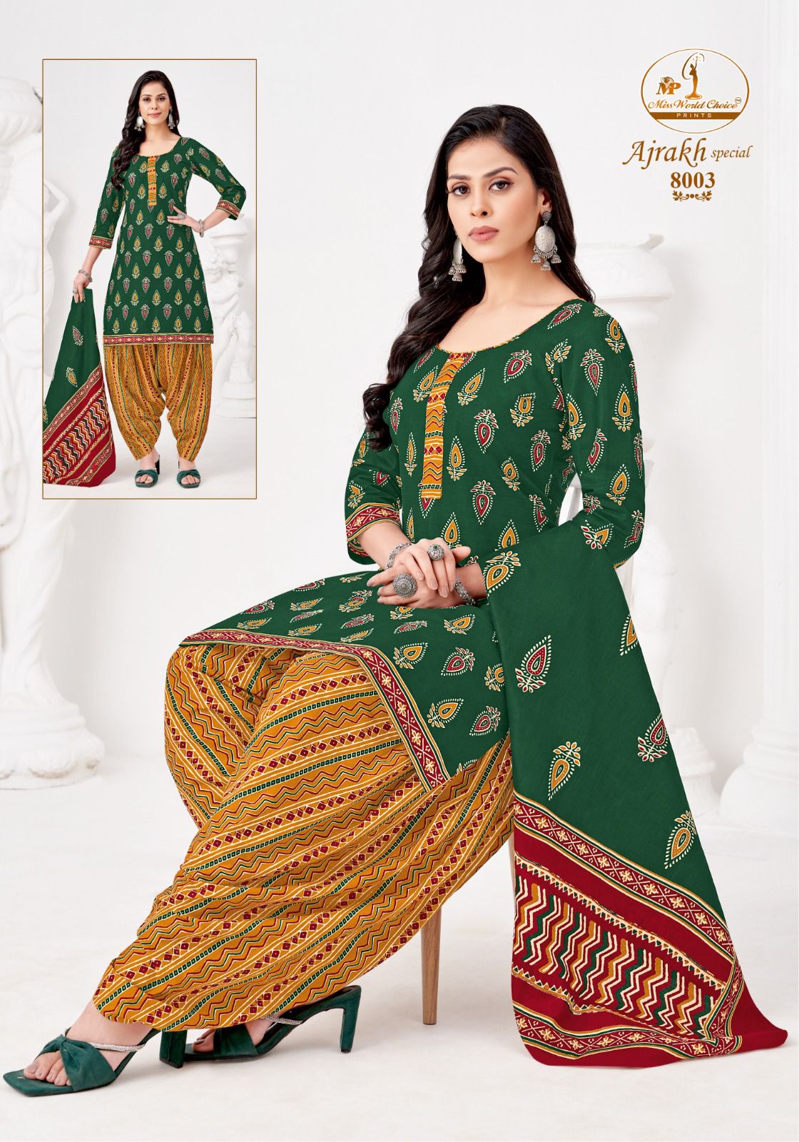 MISS WORLD AJRAKH VOL 8 COTTON PATIYALA SUITS