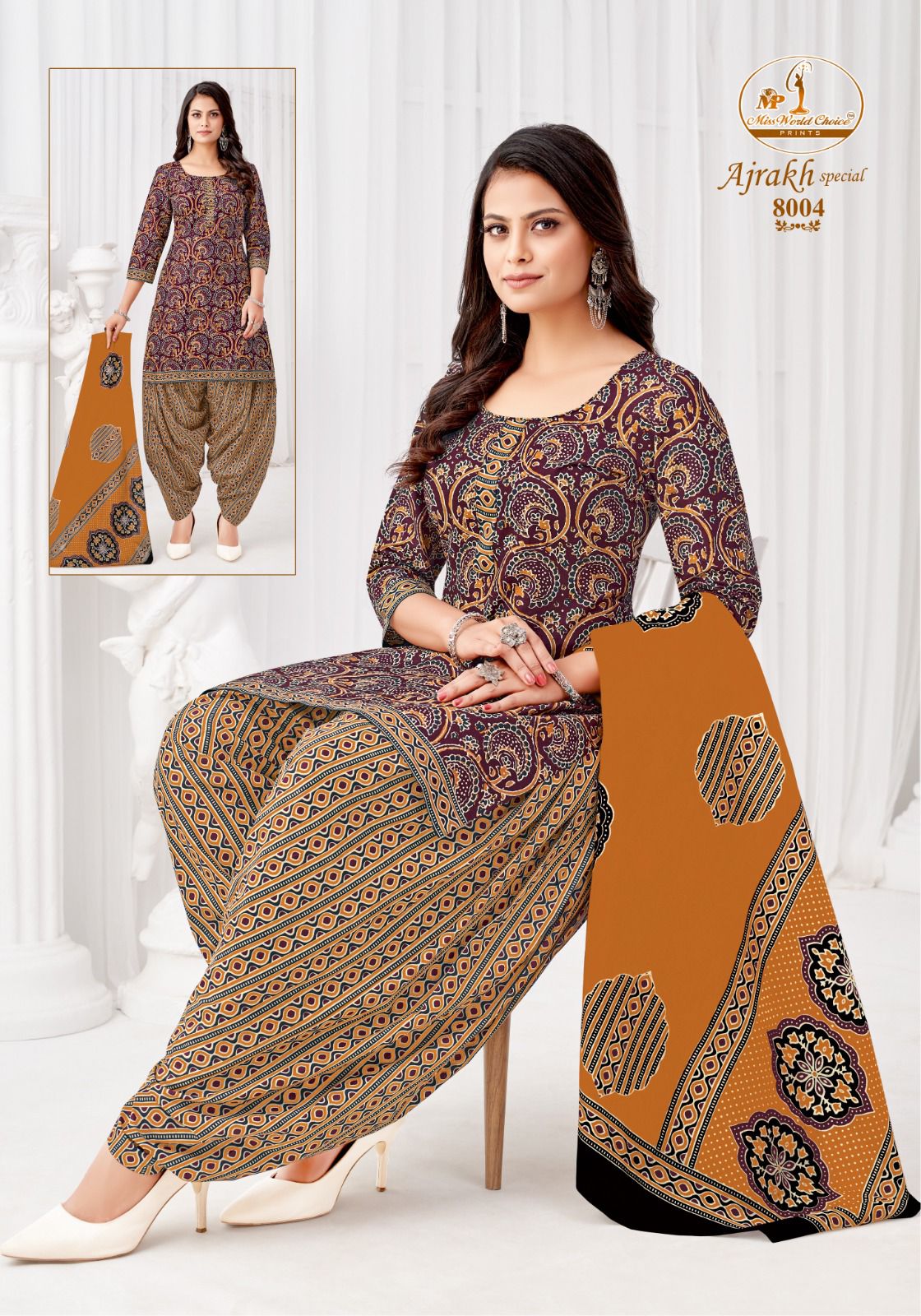 MISS WORLD AJRAKH VOL 8 COTTON PATIYALA SUITS