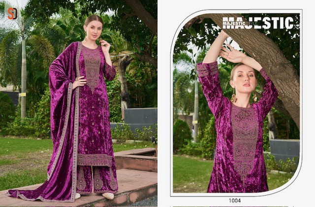 SHRADDHA DESIGNER BEGUM VELVET EMBROIDERY SUITS