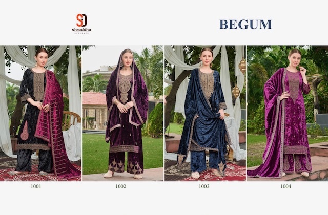 SHRADDHA DESIGNER BEGUM VELVET EMBROIDERY SUITS