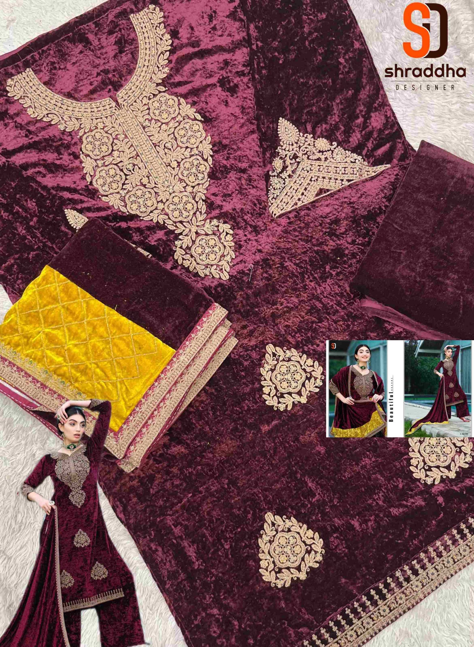 SHRADDHA DESIGNER NOOR PURE VELVET WINTER SUITS