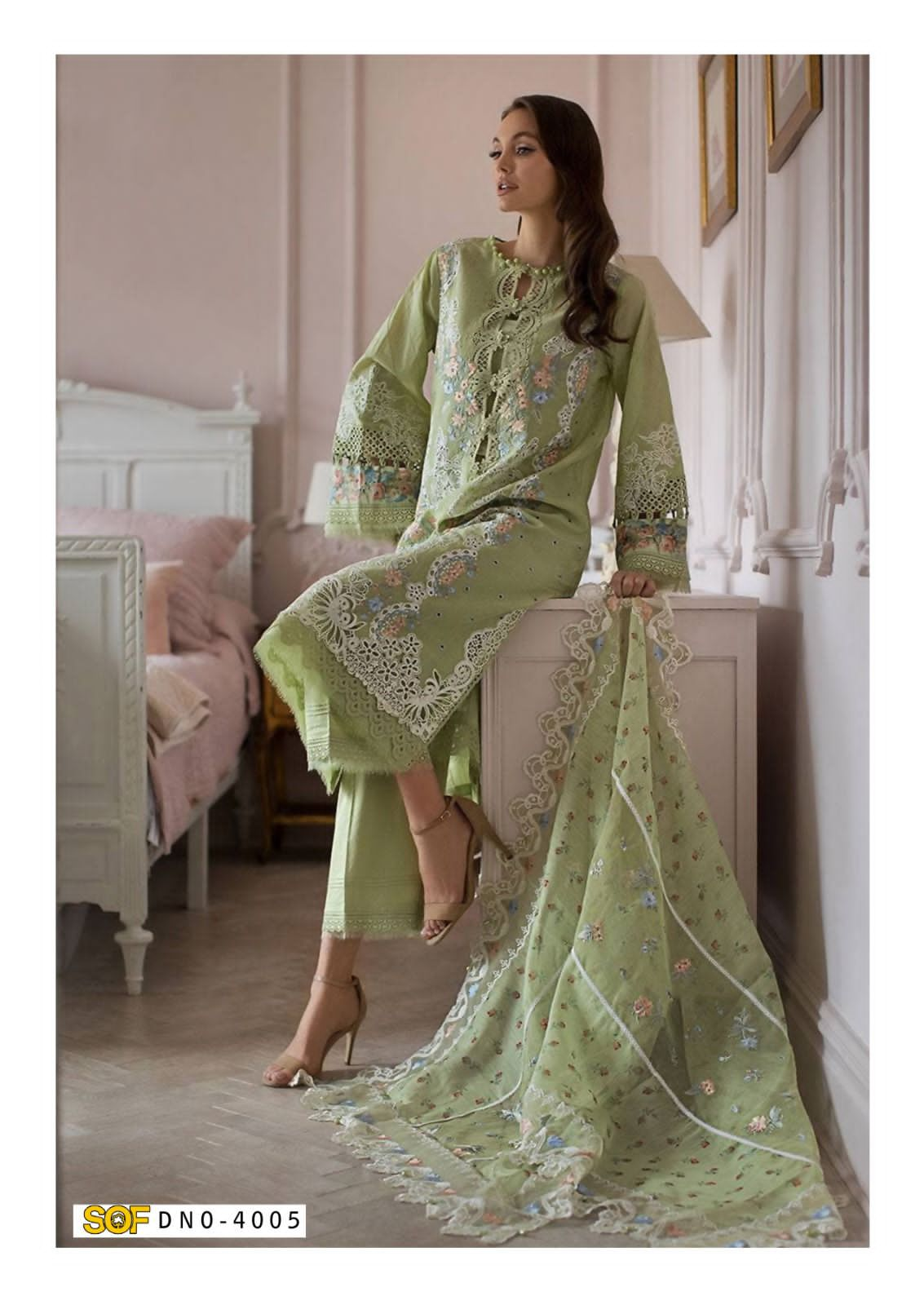 SHREE OM FAB ALIYA B VOL 4 LAWN KARACHI SUITS