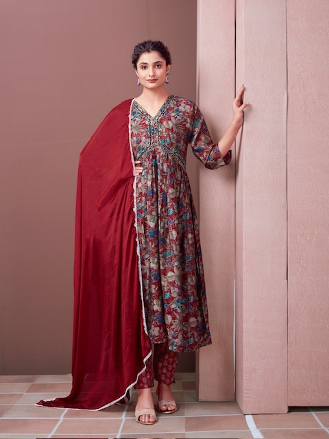 VANISKA FASHION RANI CHANDERI GOWN STYLE KURTI