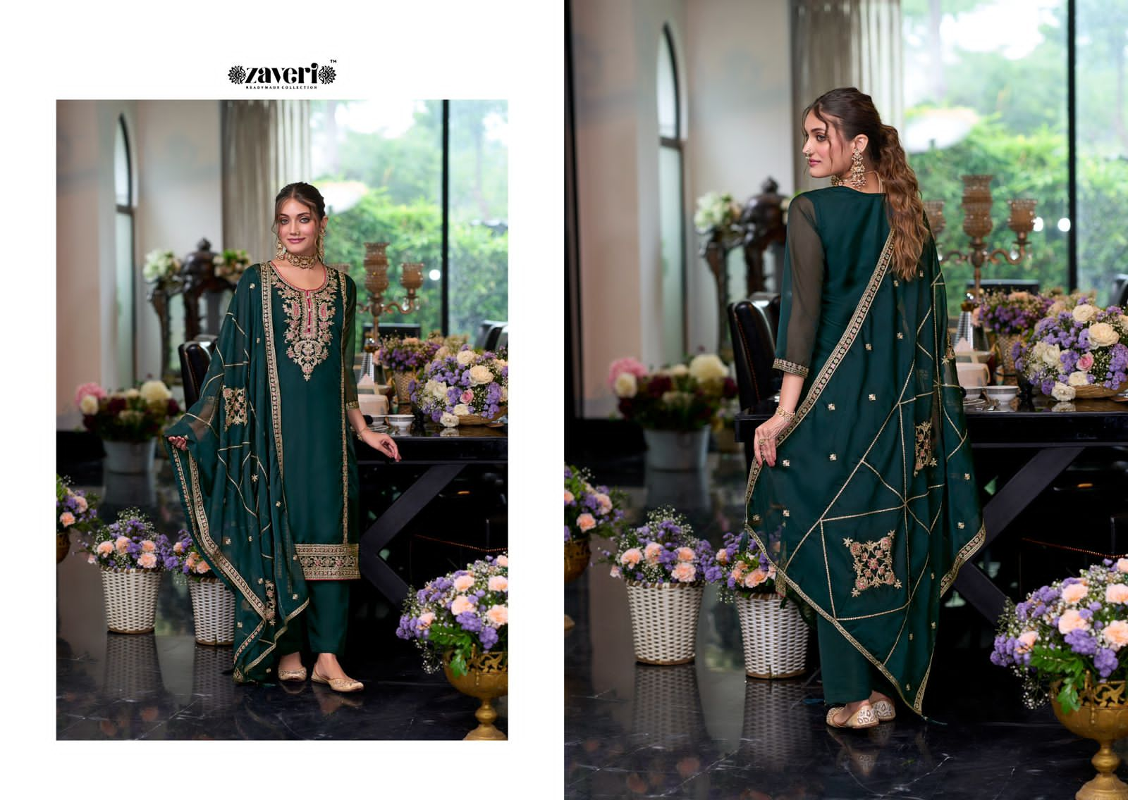 ZAVERI MOON DESIGNER ORGANZA EMBROIDERY SUITS