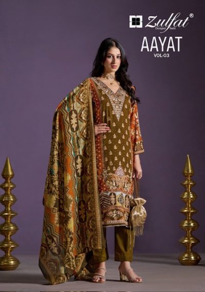 ZULFAT AAYAT VOL 3 PURE VISCOSE REYON SUITS