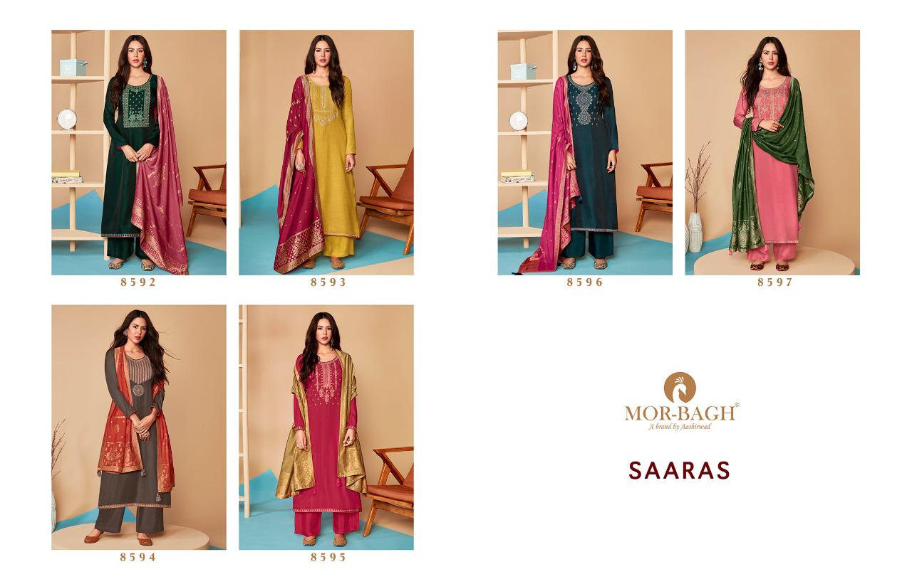 AASHIRWAD MOR BAGH SAARAS SILK SUITS CATALOGUE