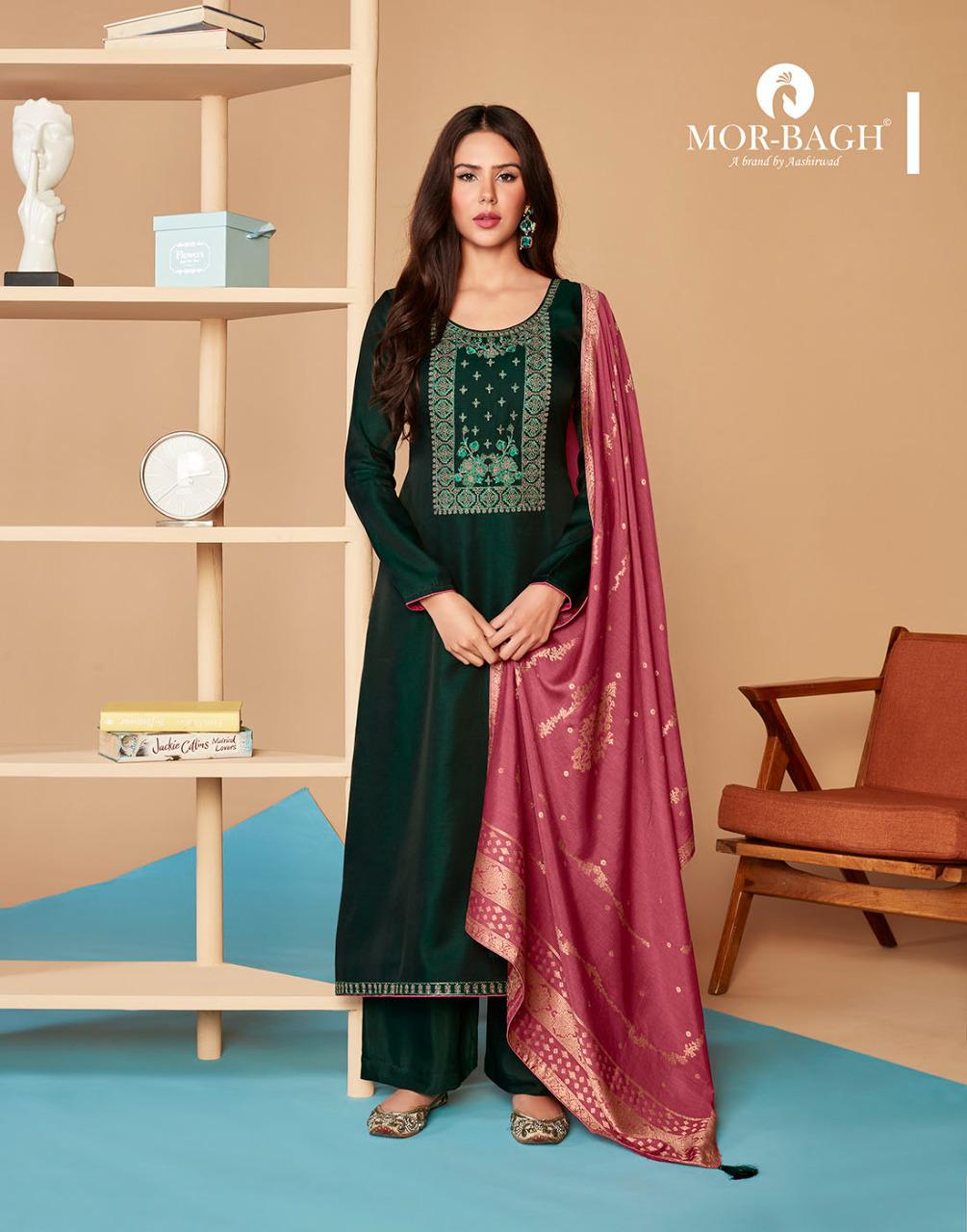 AASHIRWAD MOR BAGH SAARAS SILK SUITS CATALOGUE