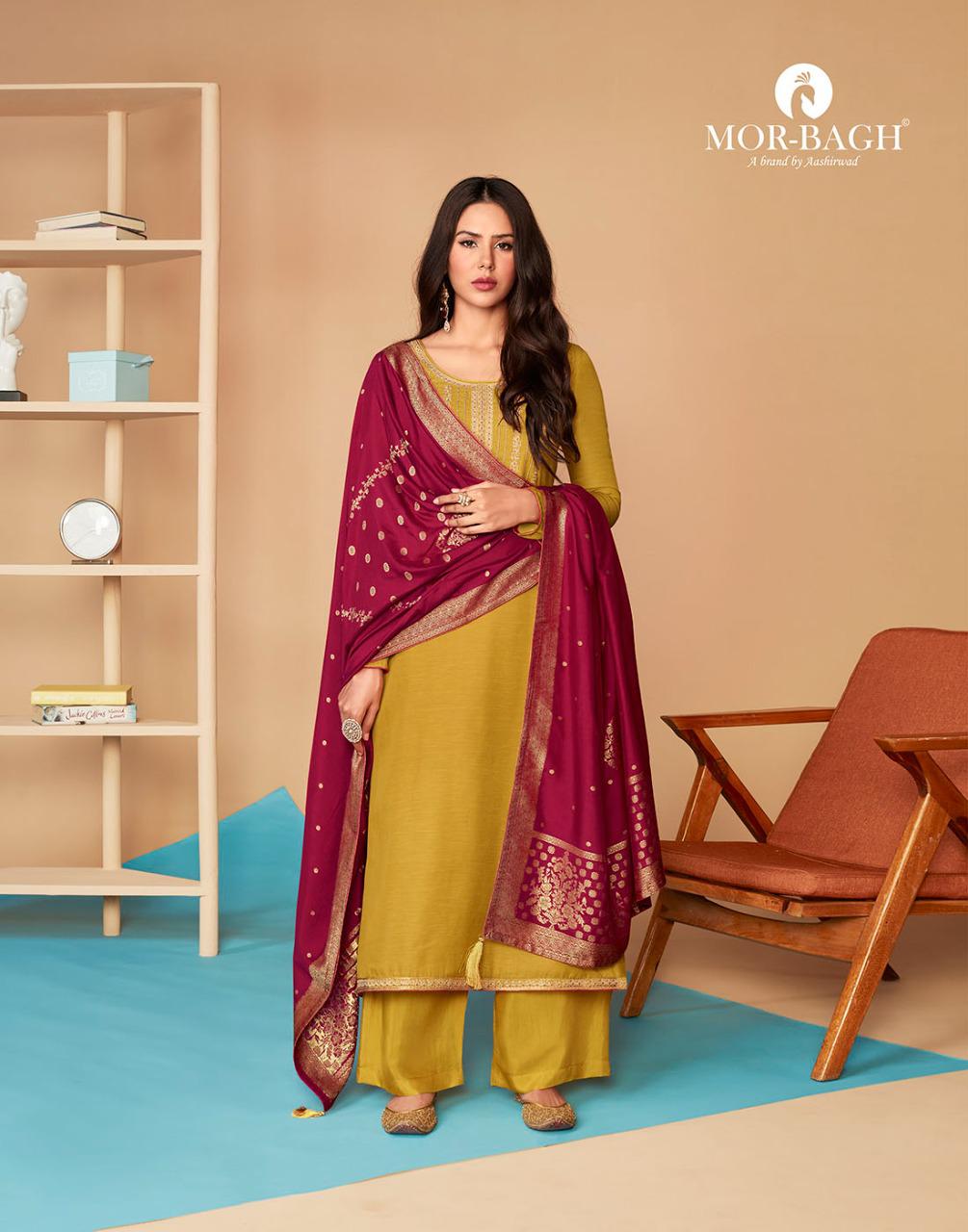 AASHIRWAD MOR BAGH SAARAS SILK SUITS CATALOGUE