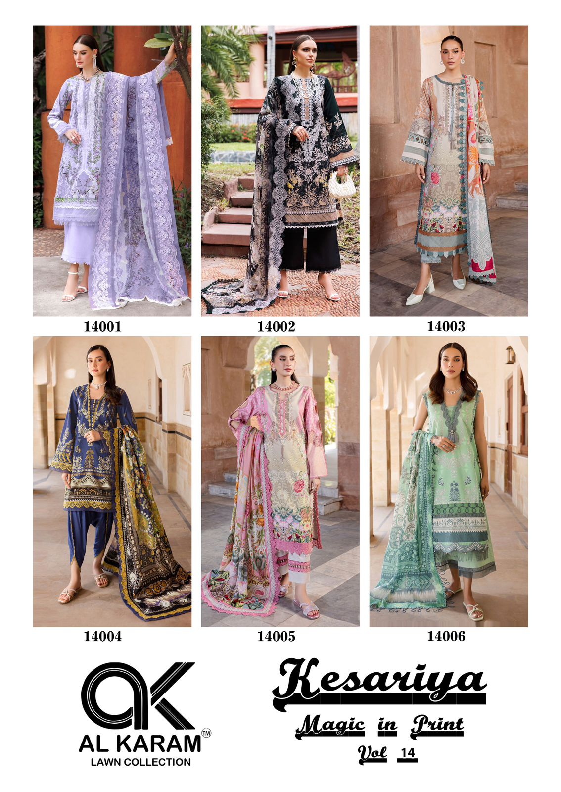 AL KARAM KESARIYA VOL 14 LAWN KARACHI SUITS