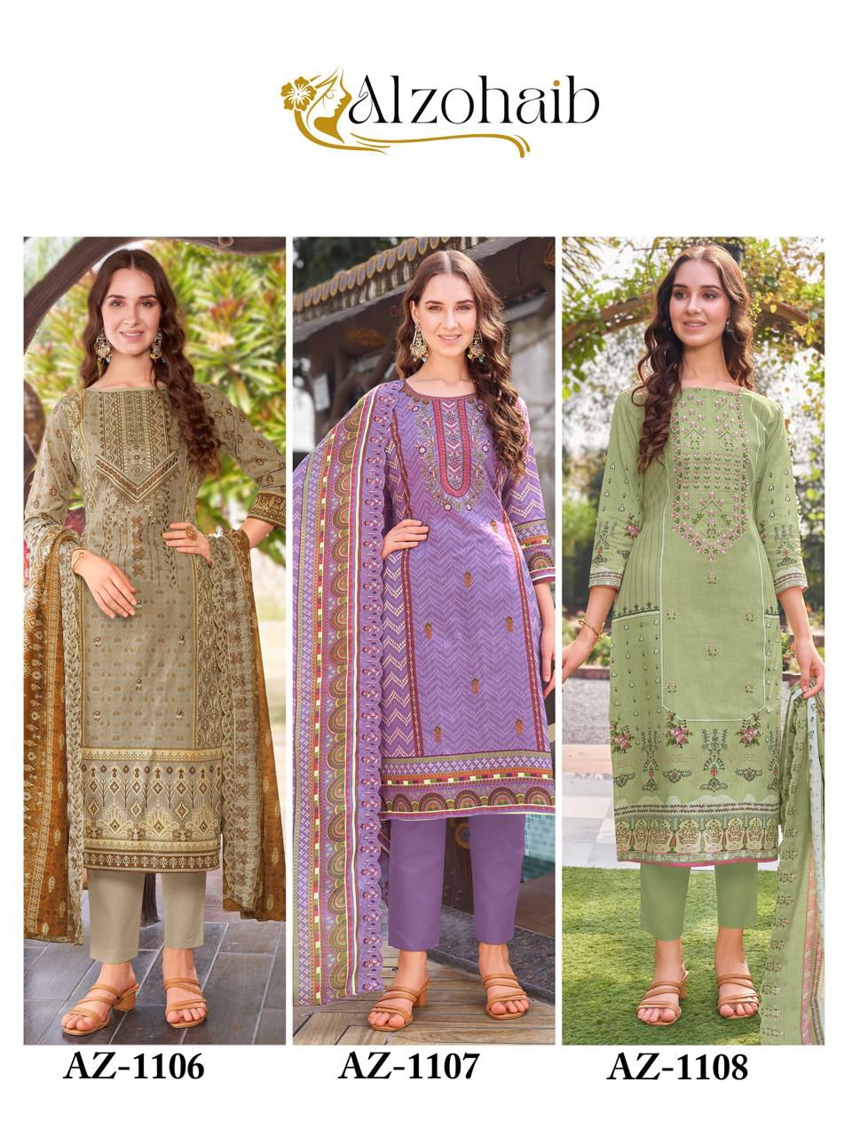 AL ZOHAIB 1106-1108 PAKISTANI COTTON SUITS