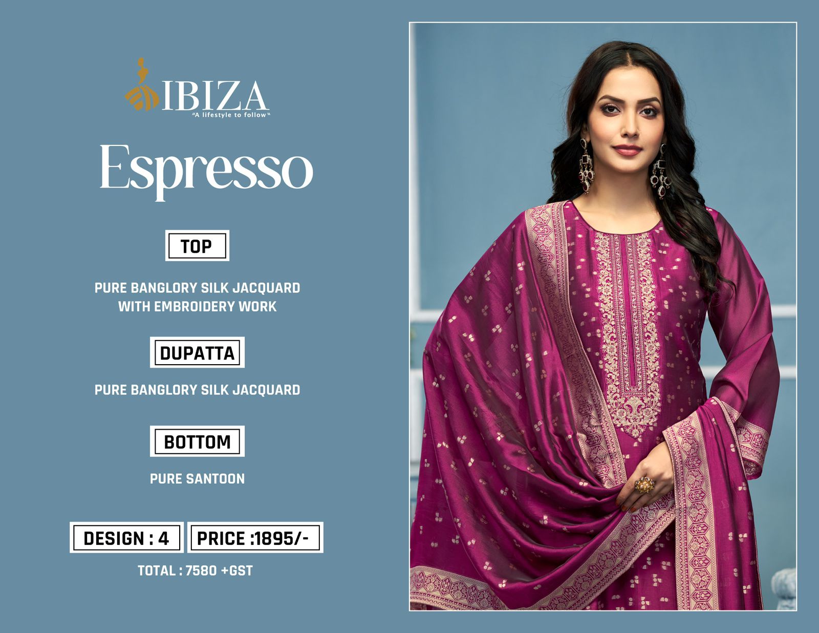 IBIZA ESPRESSO BANGALORI SILK SUITS WHOLESALER