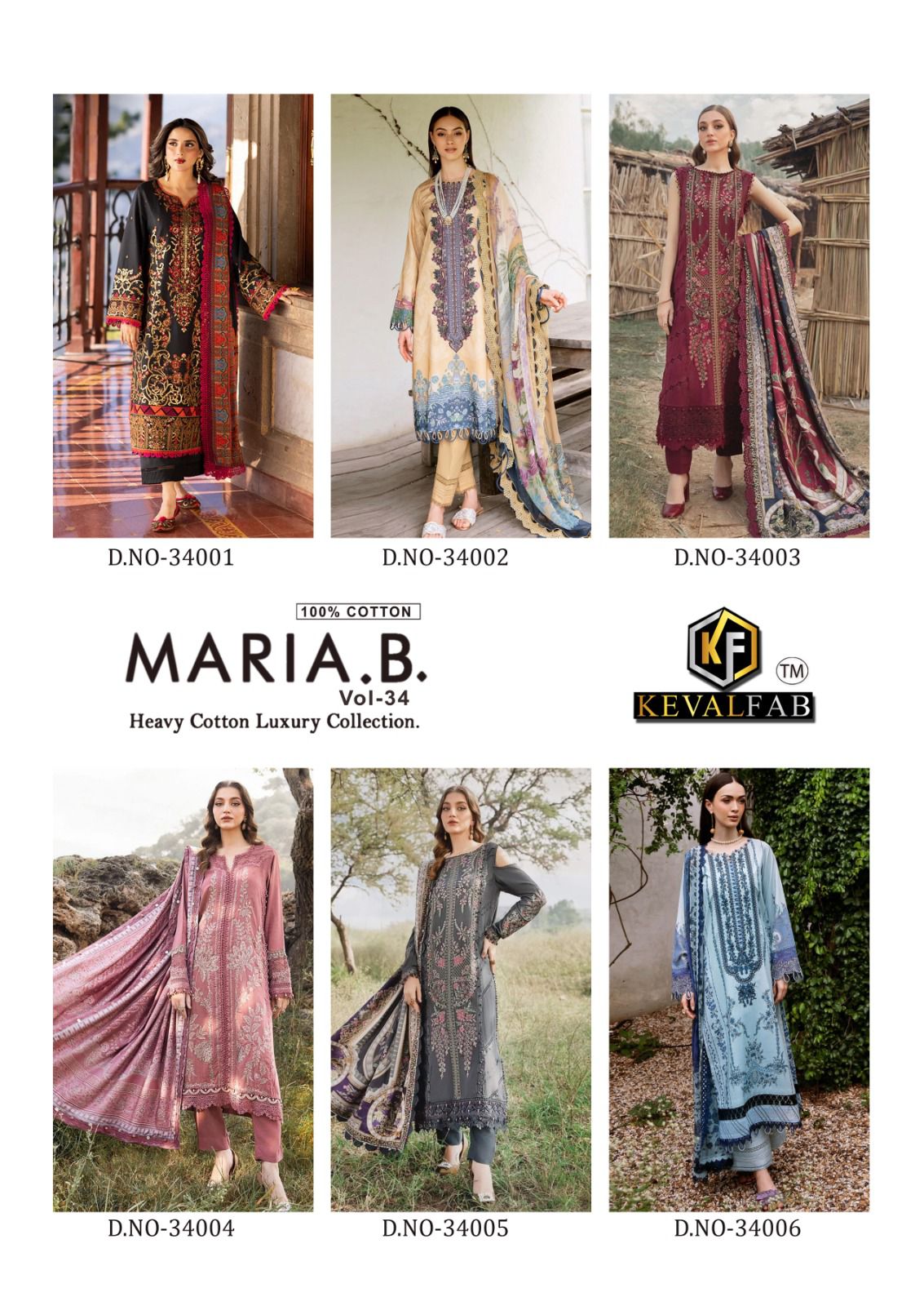 KEVAL FAB MARIA B VOL 34 LAWN KARACHI SUITS CATALOG