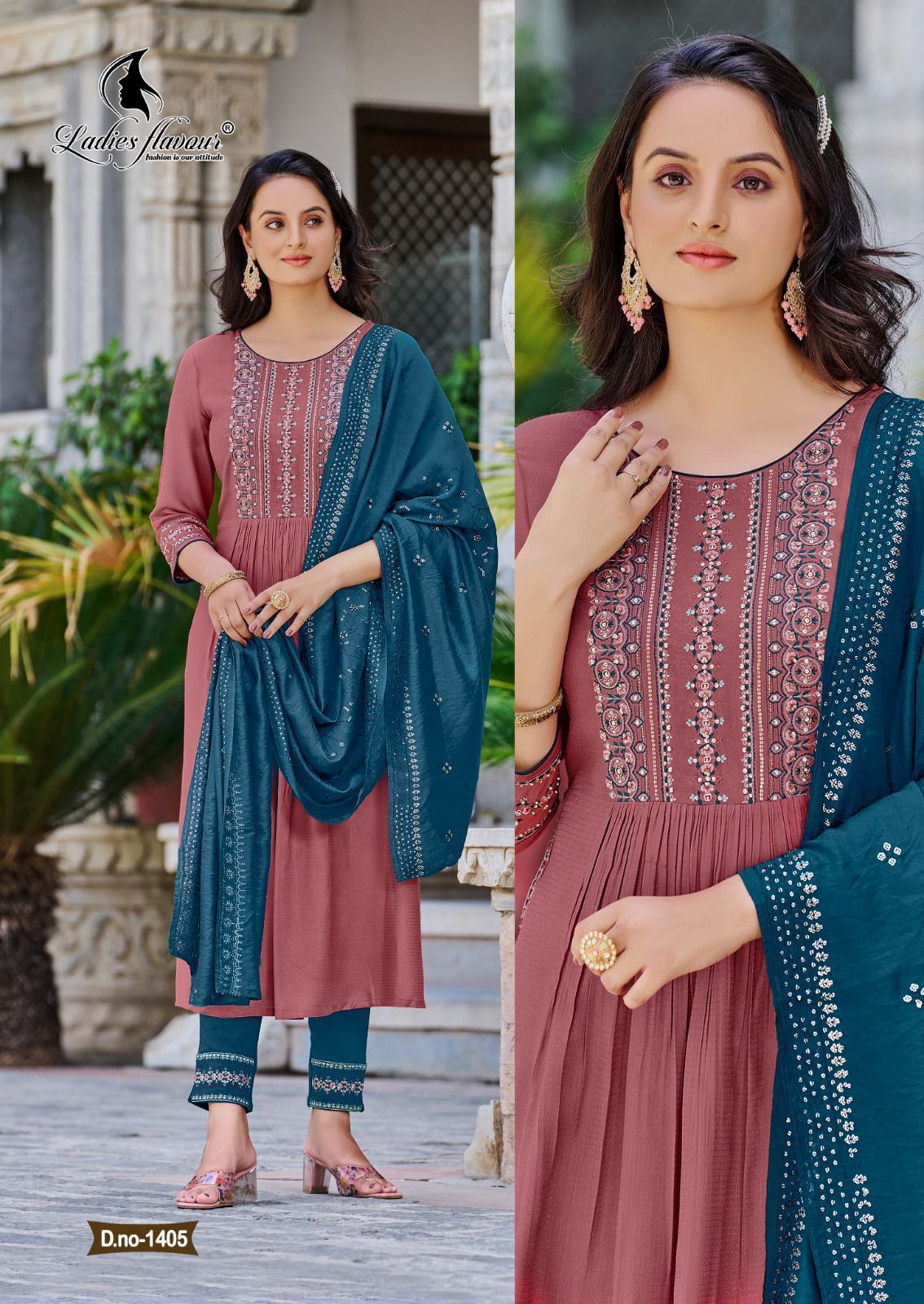 LADIES FLAVOUR COPPER STONE VOL 14 READYMADE KURTIS