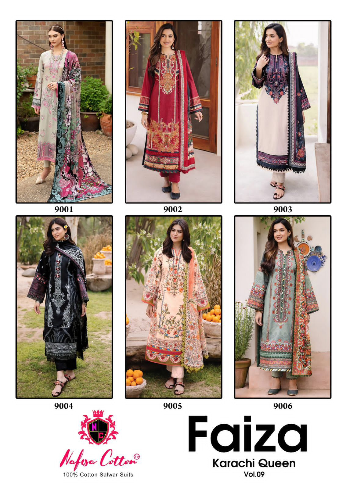 NAFISA COTTON FAIZA VOL 9 COTTON KARACHI SUITS