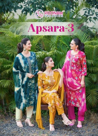 POONAM CREATION APSARA VOL 3 REYON PRINTED KURTIS