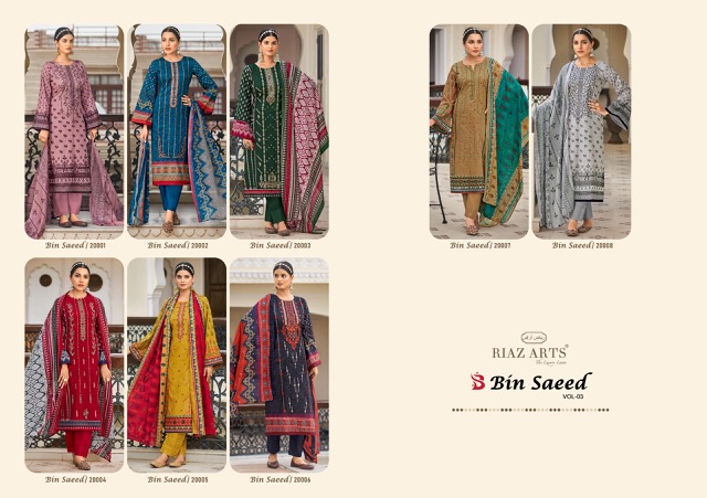 RIAZ ARTS BIN SAEED VOL 3 PURE COTTON SUITS