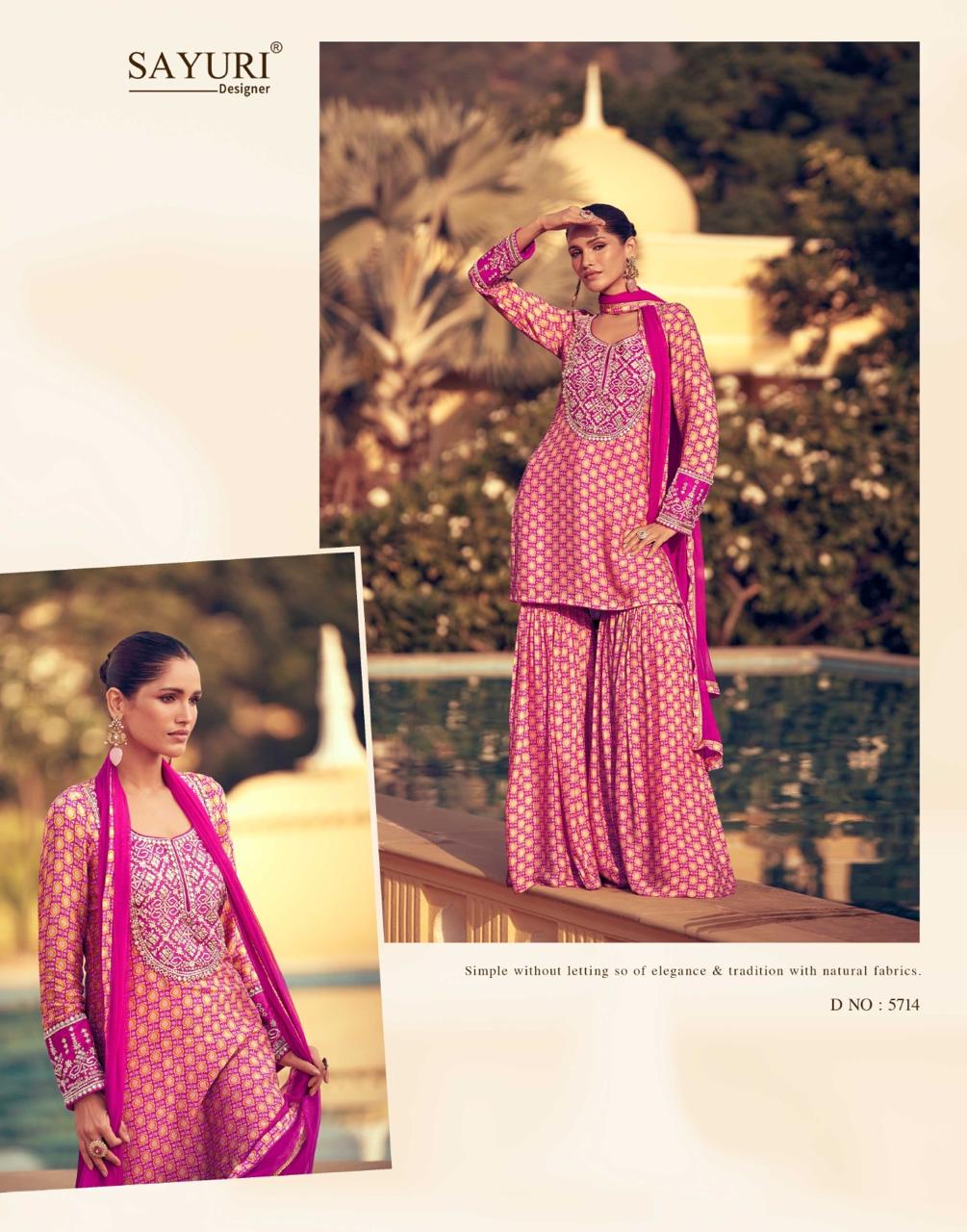 SAYURI DESIGNER KASIDA DESIGNER CHINNON SUITS