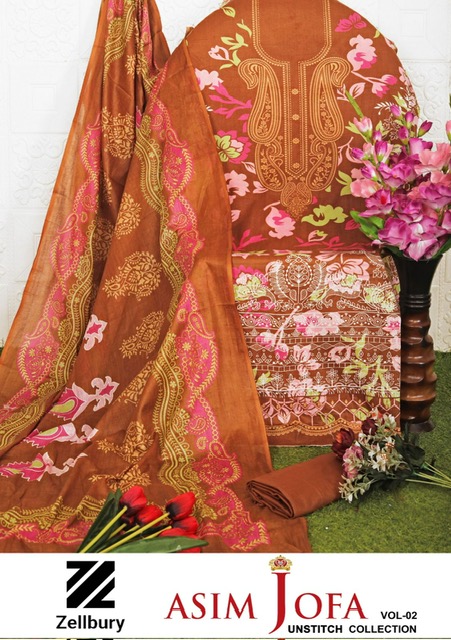 ZELLBURY ASIM JOFA VOL 2 COTTON KARACHI SUITS