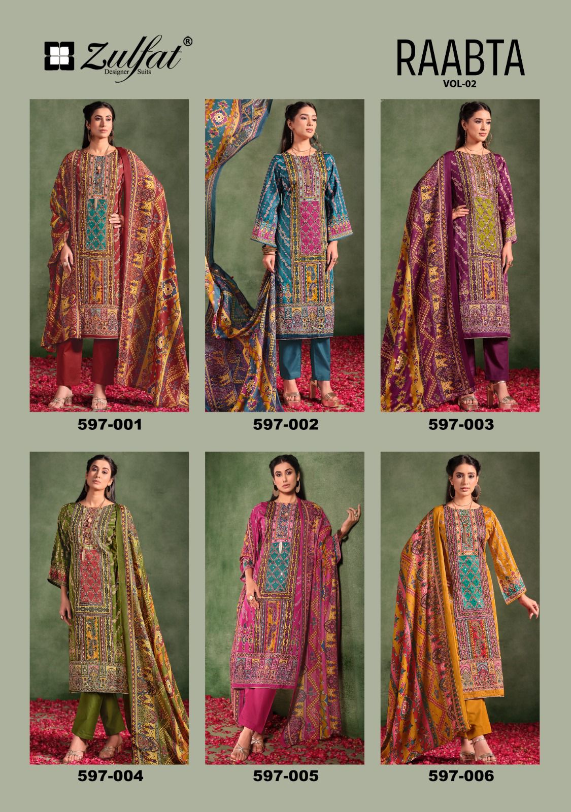 ZULFAT RAABTA VOL 2 PURE JAM COTTON SUITS