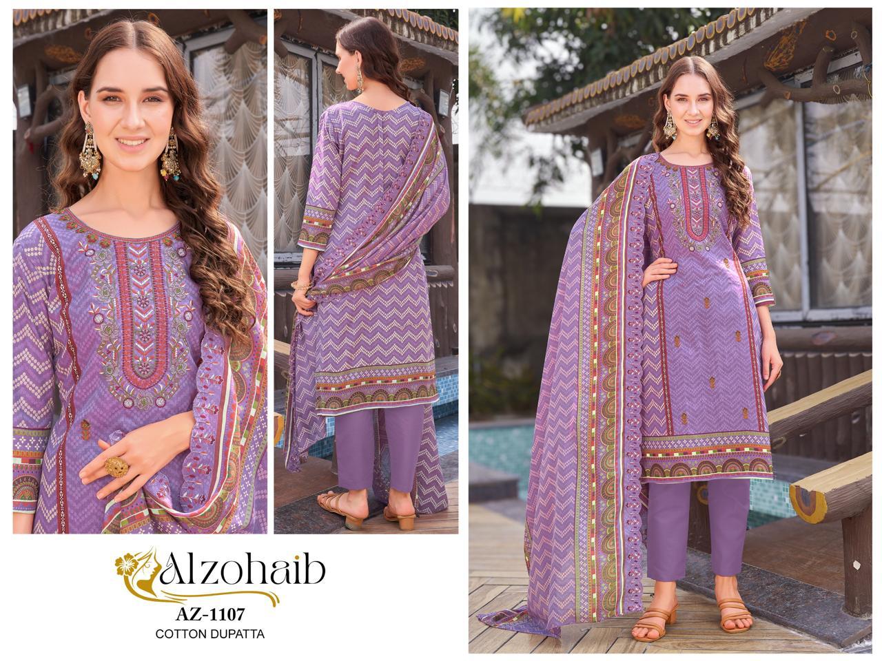 ALZOHAIB COTTON PRINTED PAKISTANI SALWAR SUIT WHOLESALER