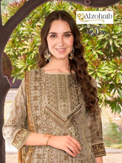 ALZOHAIB COTTON PRINTED PAKISTANI SALWAR SUIT WHOLESALER