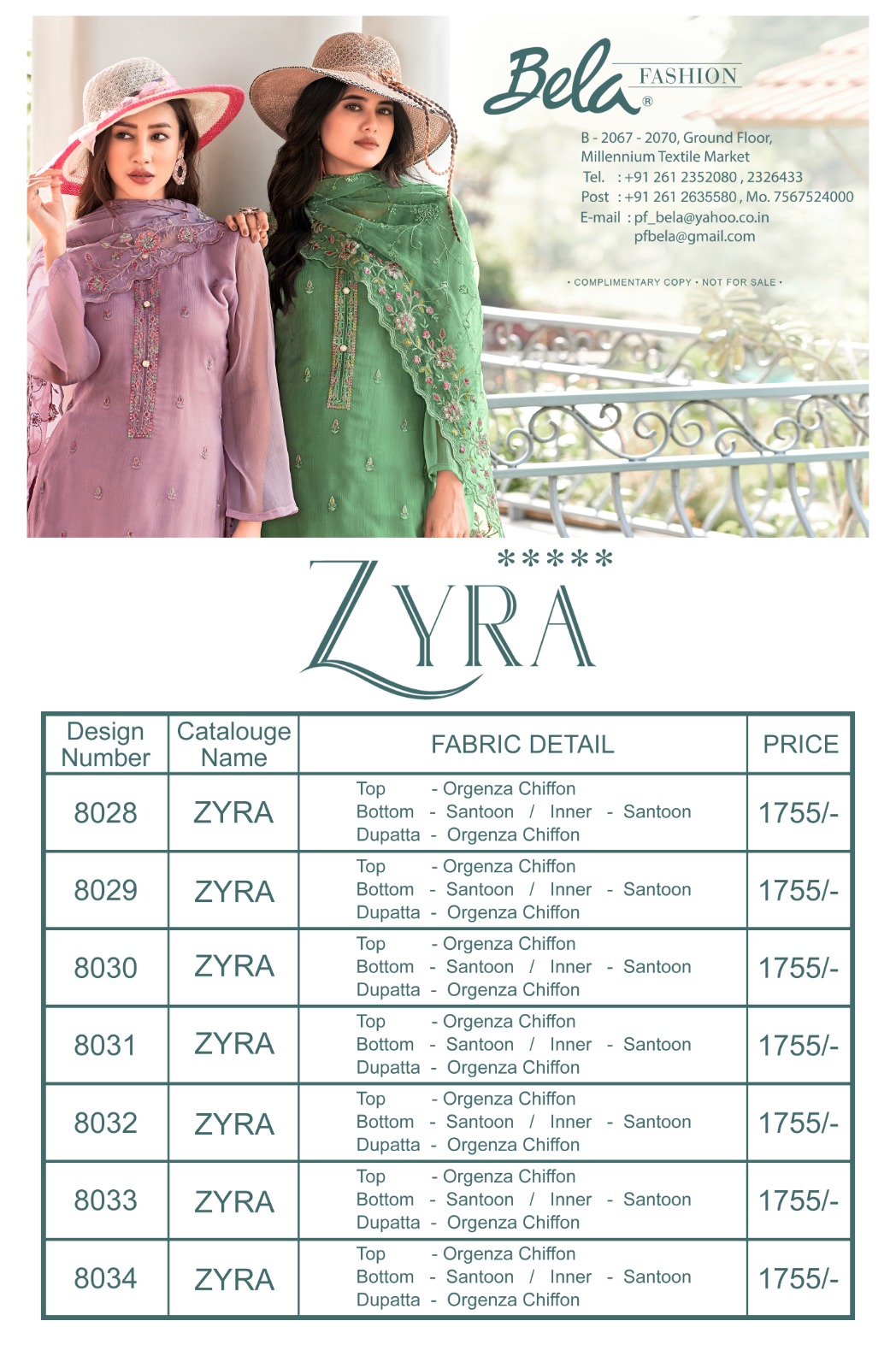 BELA FASHION ZYRA ORGANZA SUITS LATEST CATALOGUE