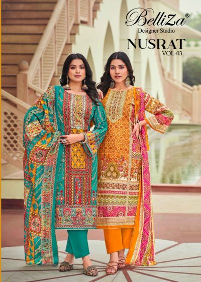 BELLIZA NUSRAT VOL 3 VISCOSE PRINTED SUITS