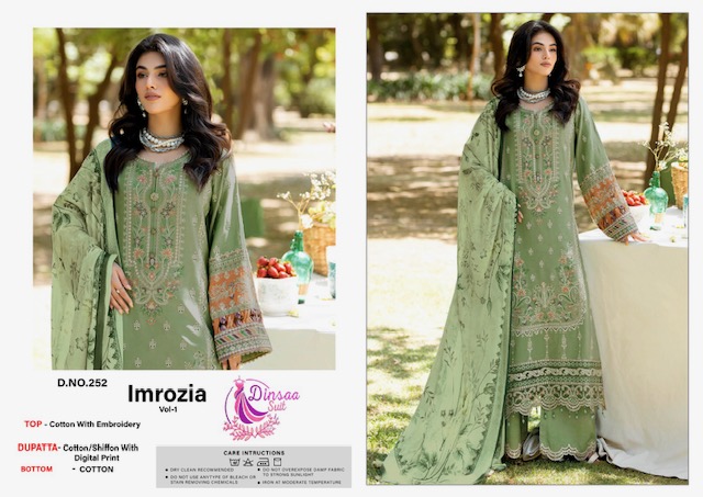 DINSAA SUIT IMROZIA VOL 1 COTTON EMBROIDERY SUITS