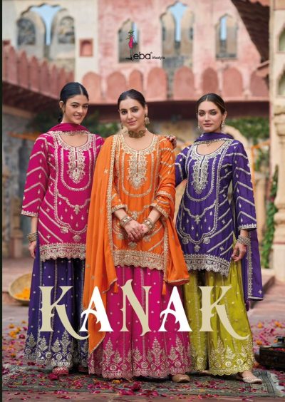 EBA LIFESTYLE KANAK CHINON EMBROIDERY SUITS CATALOGUE